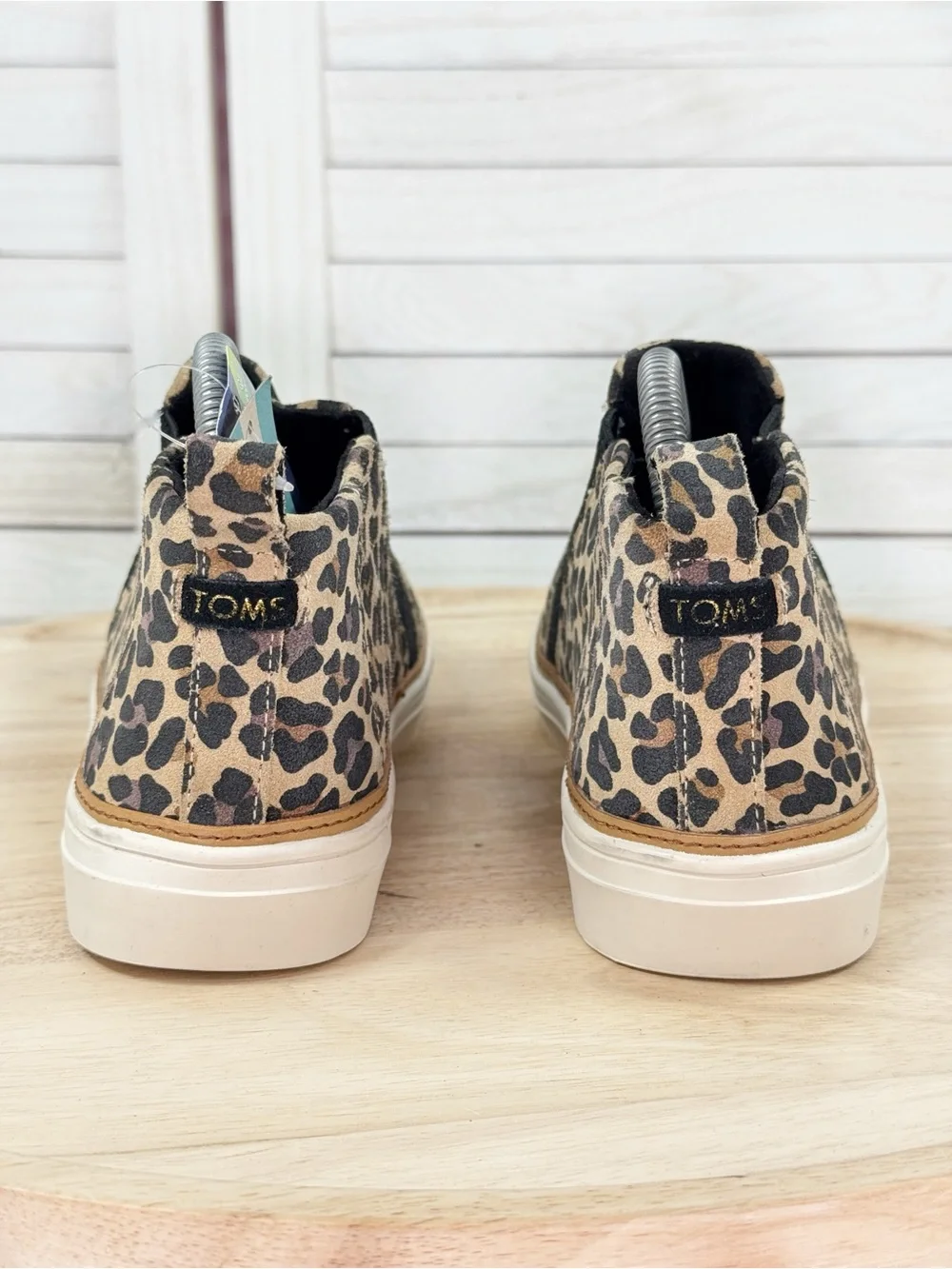 Toms Bryce Leopard Print Suede Slip On Mid Top Sneakers Tan‎ Black 7.5 Women’s